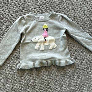Gap peplum sweater in grey with fuzzy polar bear size 3T